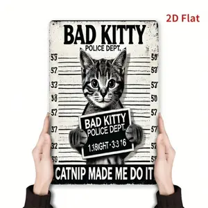 Aluminum Vintage Cat Wall Decor, Playful Retro Aluminum Sign 8x12 Inch for Home Garden Bar Cafe, Unique Housewarming Gift Indoor Outdoor