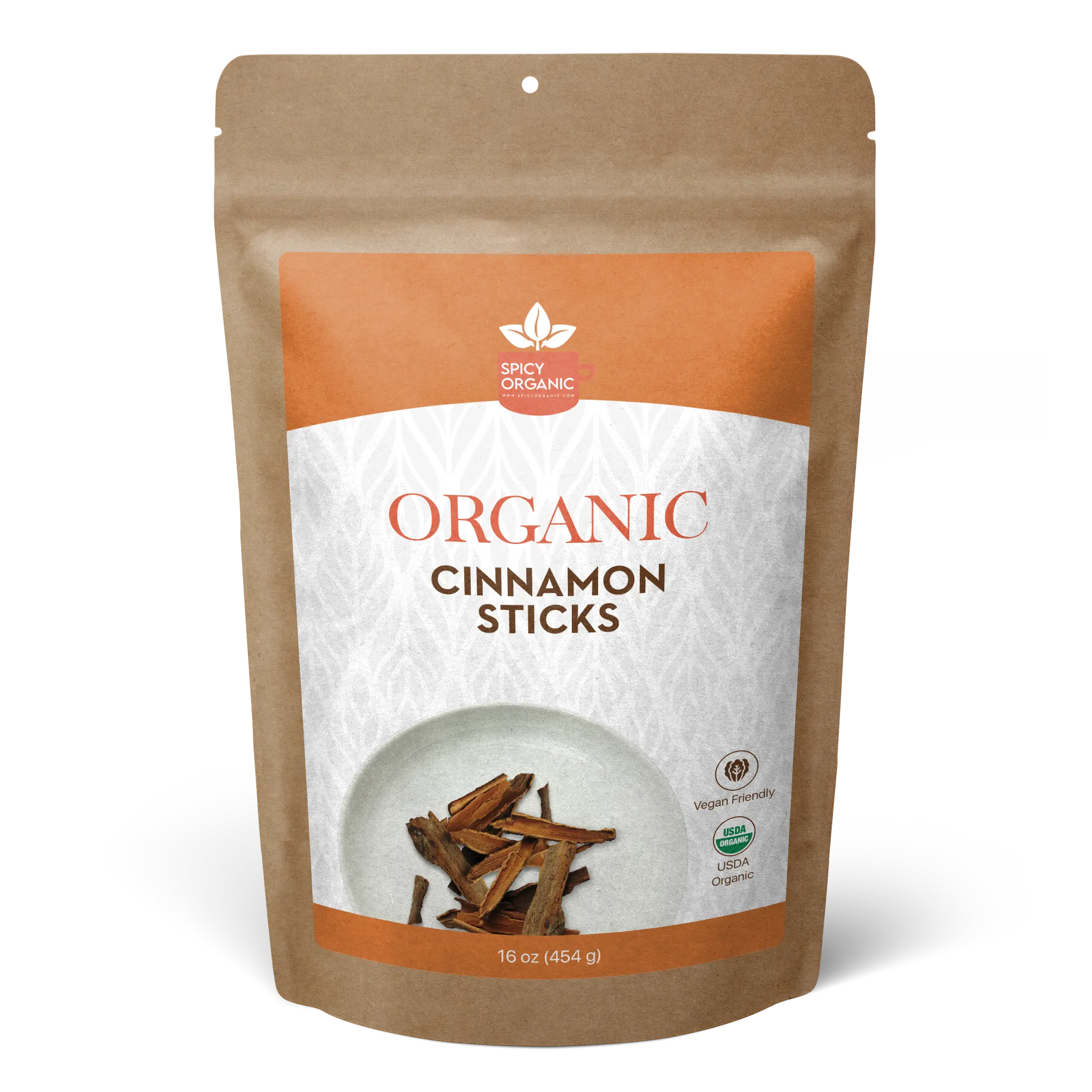 SPICY ORGANIC Cinnamon Sticks - Ceylon Quality, Gluten Free, Non-GMO, and USDA Organic - 50+ Sticks in Bulk - 3.0-Inch Length, Ideal for Cooking, Beverages, or Desserts to Add a Rich, Spicy Aroma - 16 OZ. Flavor Spice