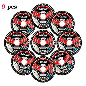 Specially engineered for angle grinders, POKINE 4.5-inch diamond cutters ship in 3,6,9,12-piece packs. Optimized ultra-thin dry cutting enables clean cuts on stone and tile, reliable for residential decoration.