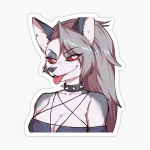Goth Wolf Girl Blep Sticker - Edgy Anime Style Vinyl Decal - Waterproof Dark Aesthetic Sticker for Laptop, Water Bottle, Journal - Cute Punk Wolf Art