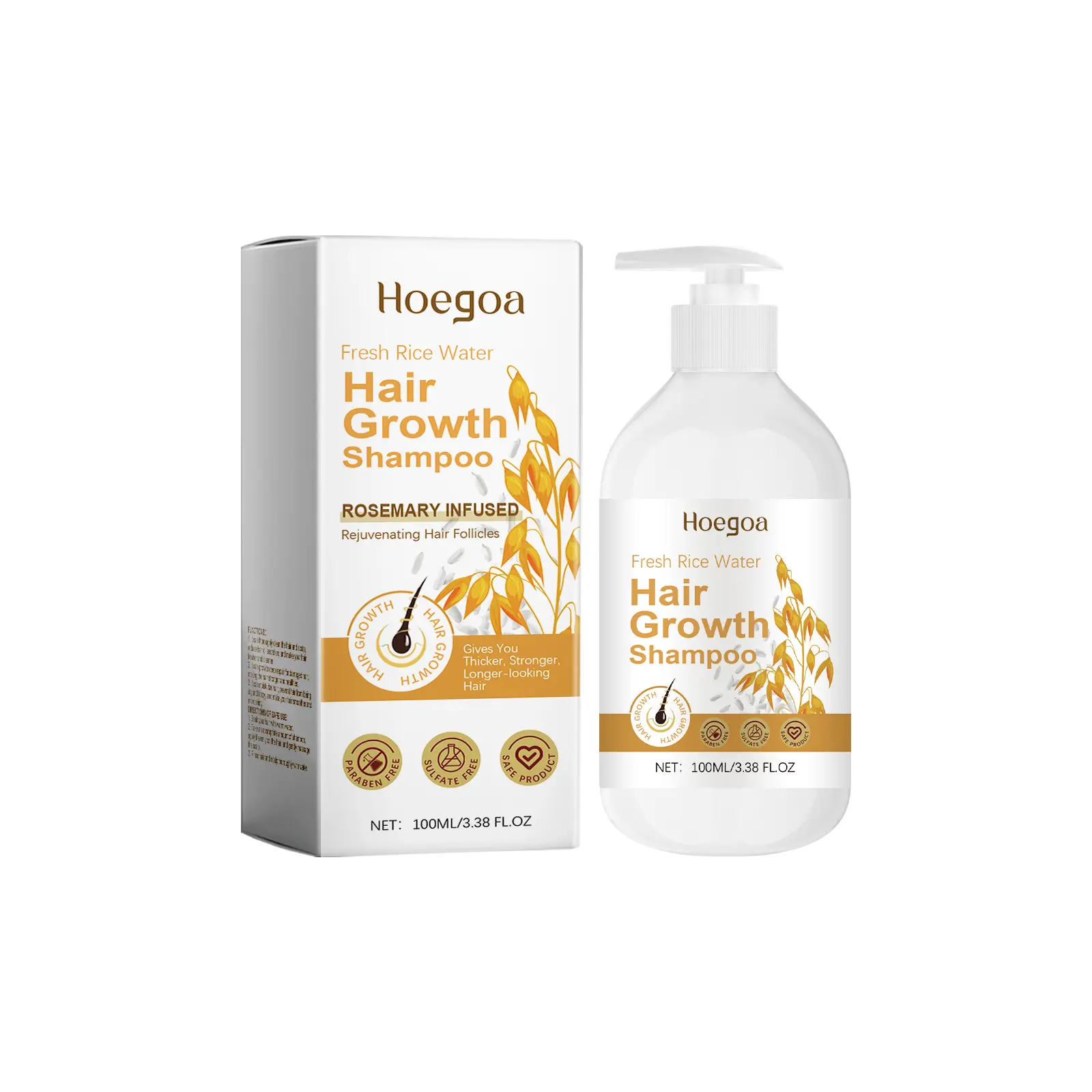 Unisex Liquid Rice Water (Rice Bran Water) Hair Cleanser Shampoo with Rosemary, Rosemary Leaf Oil, Ginger Root Extract - 3 Years Formulation, Cleansing, Anti-Frizz, Nourishing, Volumizing, Smoothing, Brightening Haircare Product, Rice Bran Water, Rosemary