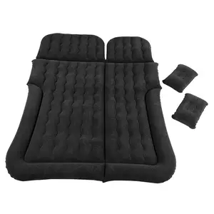 2‑In‑1 Multifunction Inflatable Travel Mattress PVC Flocking Soft Sleeping Rest Cushion for Car SUVBlack