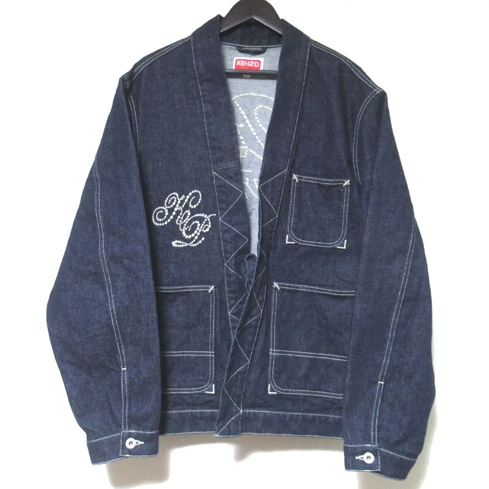 Pre-owned KENZO Denim Small Leather Goods Kimono Embroidered Jacket