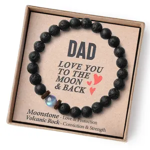 New fashion bracelet volcanic stone elastic rope Father's Day Mother's Day Children's Day holiday gift bracelet