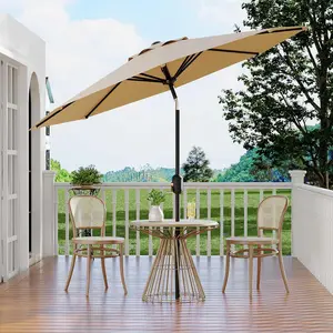 10 ft Patio Umbrella - 8 Sturdy Ribs Outdoor Table Umbrella with Crank Lift and Push Button Tilt, UV Protected Waterproof Market Umbrella for Pool, Deck, Yard, Garden