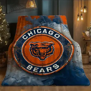 Chicago Bears Flannel Blanket, Ultra Soft Comfortable, Suitable for Sofa & Bed, All Seasons, Travel Camping, Holiday Gift