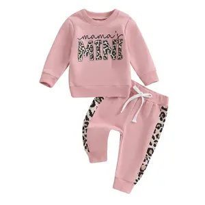 Toddler Baby Girl Fall Winter Clothes Leopard Printed Sweatshirt Pullover and Pants 2PCS Sweatsuit Outfit