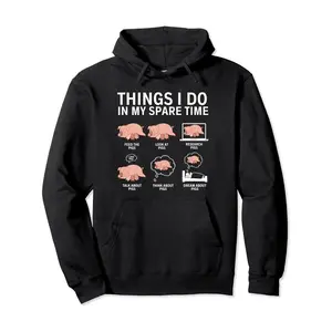 Humorous Pig Enthusiast Printed Hoodie Comfortable Casual Sweatshirt ideal for Holiday Gifting and Outdoor Activities in Cooler Seasons