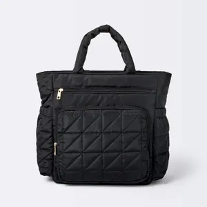 Quilted Diaper Backpack Tote - Black - Cloud Island