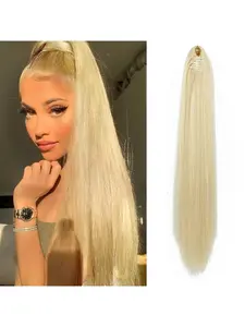 Small Hair Clip Long Straight Synthetic Hair Extension, Short Hair Clip Natural Ponytail, Suitable for Daily Wear, Women's Accessory, Synthetic Clip In, Synthetic Extensions