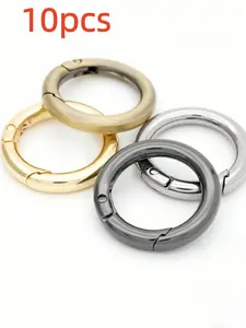 10pcs Metal Spring O-Ring Clasps, Safety Locking Spring Hooks, Open Ring Design, Keychains, Bags, Wallets, Dog Leashes, Versatile Use