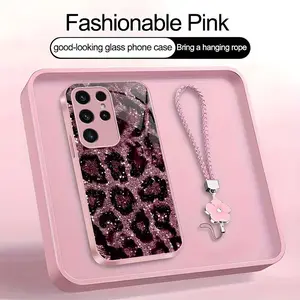 Suitable for [Galaxy S23 Ultra] high-end women's phone case，a beautiful four-leaf clover lanyard is included🥰,simple yet sophisticated leopard print design, affordable price, available in multiple colors YM99