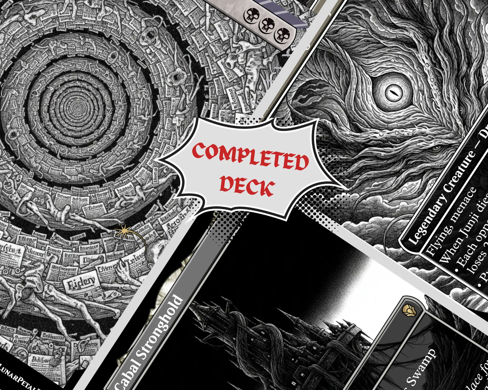 Proxy Commander Deck – Ito Junji Inspired Horror Art Black & White | Custom Proxy Gift for EDH Players
