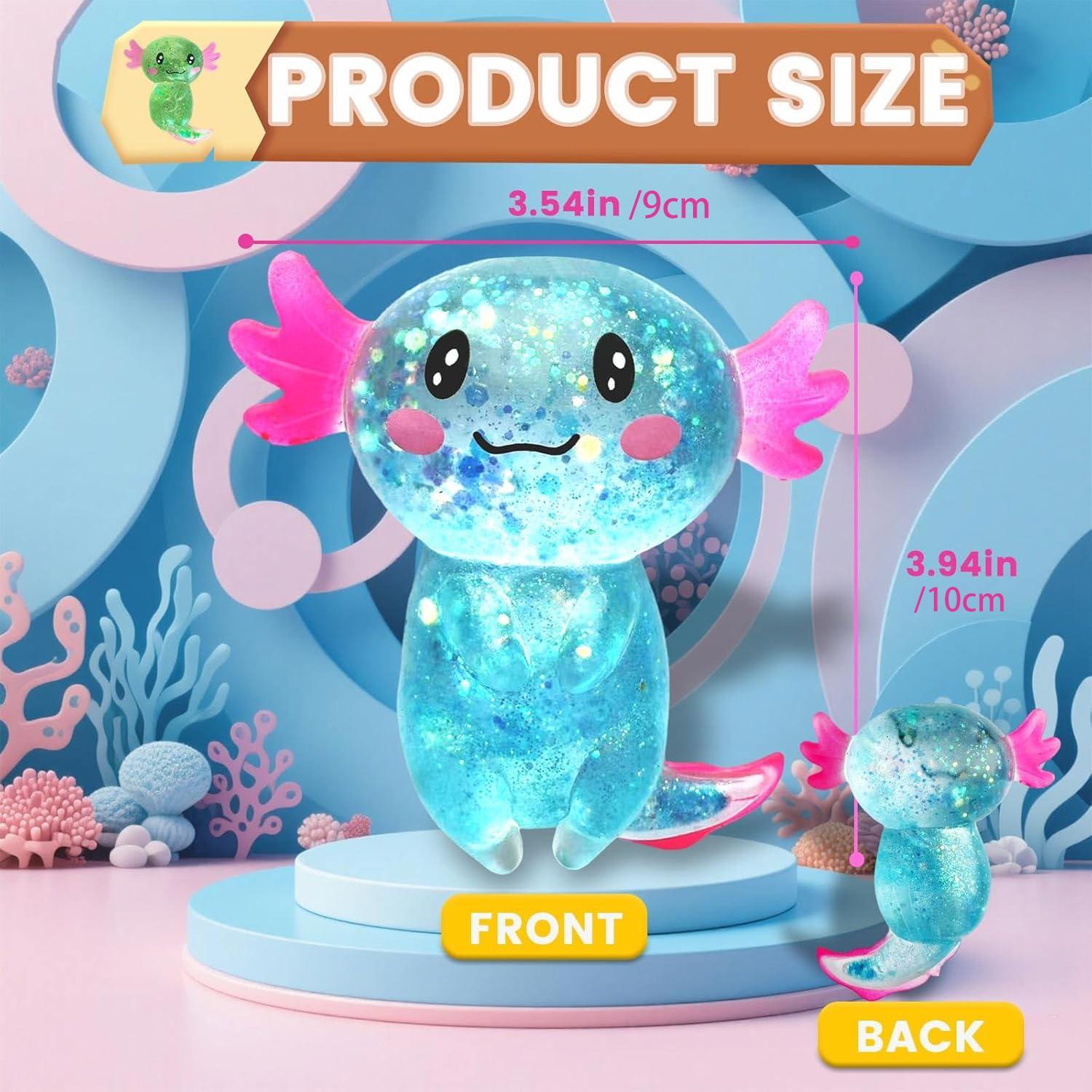 1pc Colorful Axolotl Toys - Cute Malt Sugar Filled Stretchy Squeeze Toys with 4 Unique Colors (Yellow, Blue, Green, Pink), Durable TPR Party Favors for Birthday Goodie Bag Stuffers, Party Favors, Playful Design, Detailed Design, Kawaii Squishies