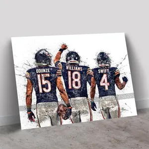 Caleb Williams Poster, Rome Odunze, D'Andre Swift, Chicago Bears Big Three, Poster Print NOT Canvas Unframed, Wall Art Print, Man Cave Gift