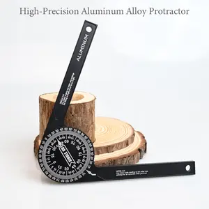 7 Inch Aluminum Miter Saw Protractor, Durable Professional Angle Measuring Tool with Precision Laser Engraved Scales for Carpentry, Woodworkers, Builders, Plumbers, Home DIY, Baseboard & Construction Work