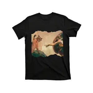 Funny Cat Meme T-Shirt, Aesthetic Art History Apparel, Renaissance Cat Parody Tee, Cat Dad Gift, Trendy Cat Lover Shirt