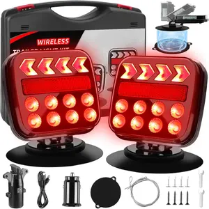 Wireless Trailer Lights Magnetic – Upgraded 2.4GHz Transmission with Strobe Mode Reverse Lights Multifunction Towing Lights Kit for Trucks, Boat, RV, Vehicle, Caravan