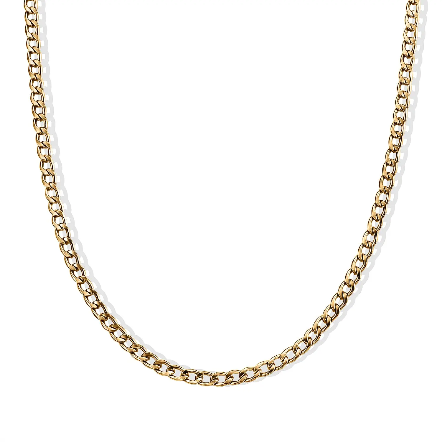 ION Plated YG Stainless Steel Cuban Chain Necklace (22-24 Inches)