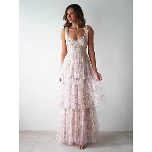 floral dresses and American cross-border fashion popular in the Middle East,sexy strapless backless cake pink floral  Summer Casual MaxiFlowy Floral Maxi  plain dress Womenswear graduation dress pretty woman dress shopping sundress sundress easter dresses