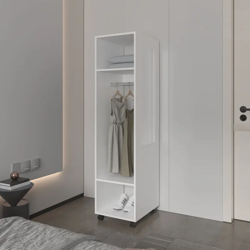 Benson Wardrobe in melamine with mirror and open storage