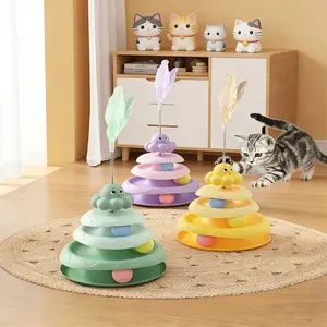 Cat Toy Long Drum with Three Bell Balls, Fun Cat Ball, Intelligence Scratch Pad Toy, Pet Toy, Interactive Play for Cats