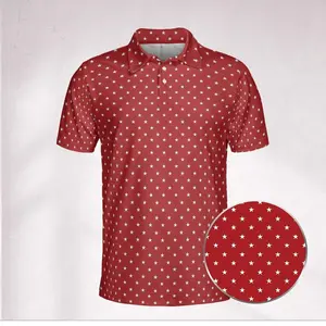 Red Color And White Star polo shirt, Pattern Golf Polos, Matching Team Uniform, Golf Polo Shirt for Dad #Poloshirt