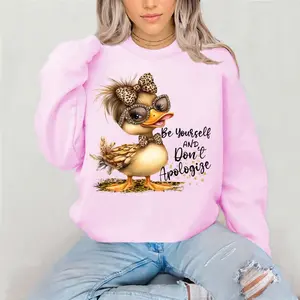 Be Yourself and Don’t Apologize Duck Crewneck Sweatshirt Gildan Everyday Style Super Soft Unisex Fit Streetwear Graphic Top warm Christmas Gift for her Womenswear Casual Printed Long Sleeve