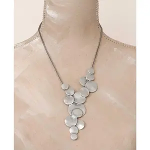 Structured Discs Statement Pewter Necklace