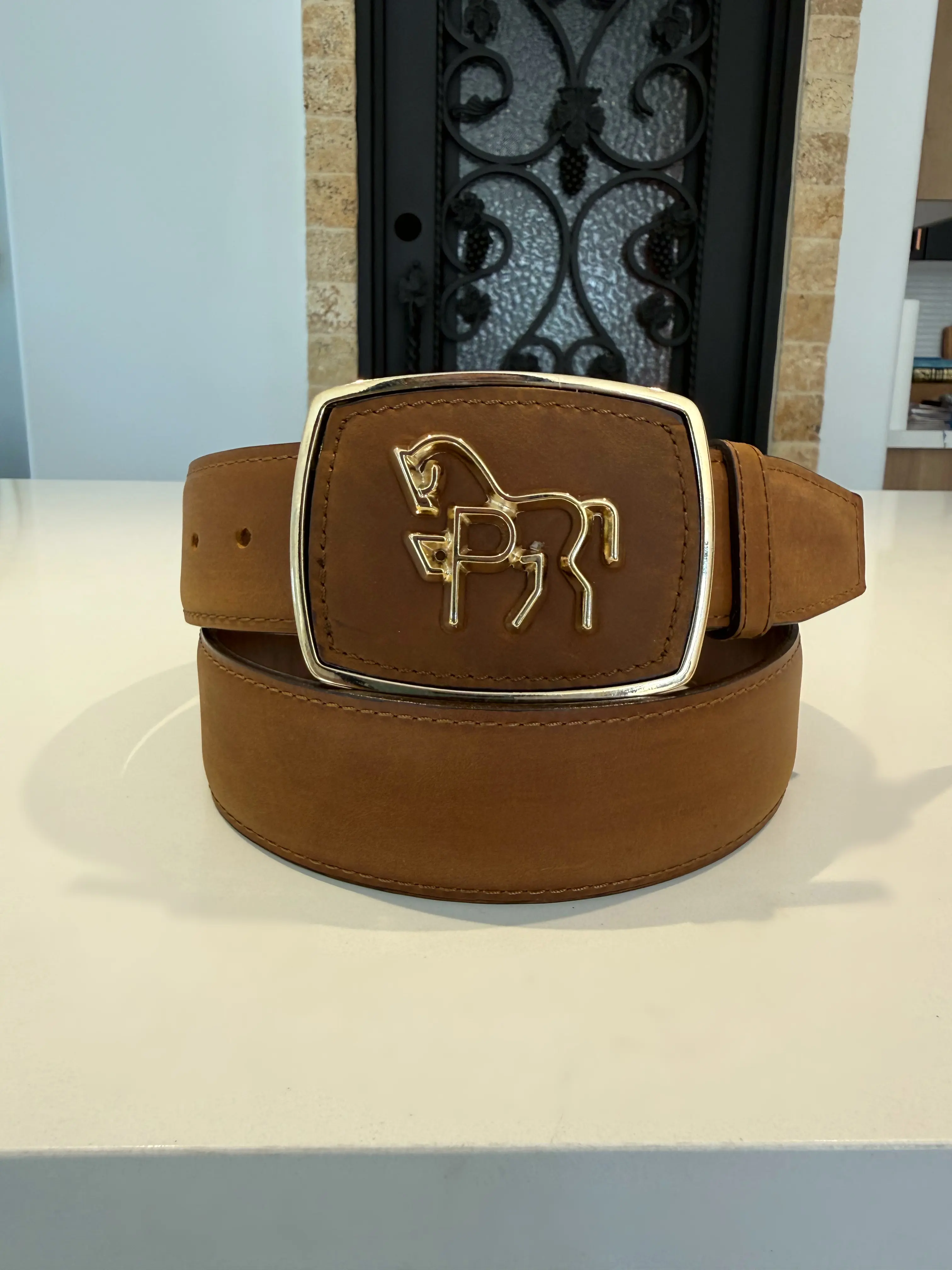 " POTRERITO " Men's  Honey Crazy Leather Belt