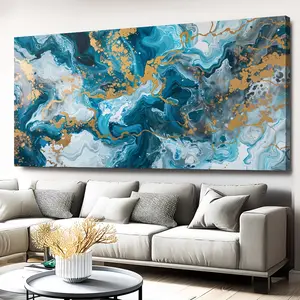 Canvas Print Posters Blue Abstract Art Canvas Wall Art Paintings, Artwork Wall Painting For Living Room Bedroom Bathroom Office Hallway Kitchen Wall Decors Large Wall Art - Framed