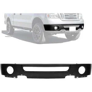 Front Bumper Face Bar Compatible with 2006-2008 Ford F-150 Lincoln Mark LT Replacement for 6L3Z17757DAPTM FO1002401 W/Fog Light Holes Steel Powder Coated Black 3PCS