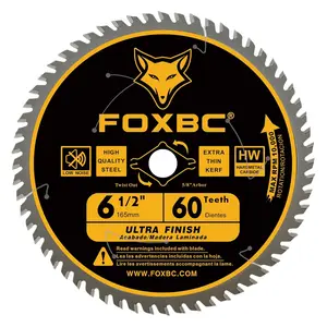 6-1/2 inch Saw Blade Fine Finish 60-Tooth for Wood Cutting, Thin-Kerf with 5/8" Arbor