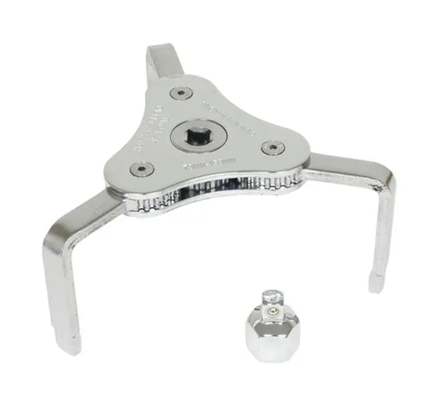 Lisle LS63890 3-Jaw Socket Wrench - Removable Adapter, Heat-Treated Filter Grip, Low Clearance for Tight Spots, Square Drives, Specially Designed Gripping Jaws
