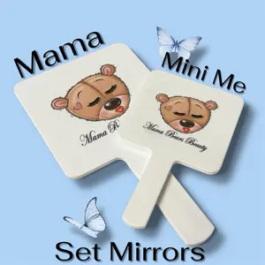 Mama/Mini Me Mirror Set - Personalized Bear Design Handheld Mirrors for Makeup & Gifting