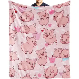 Pig Blanket Gifts, Flannel Fleece Throw Blanket Soft for Girls Boys Adults, Lightweight, Comfortable, Warm Cute Pig Themed Blanket for Bed Couch