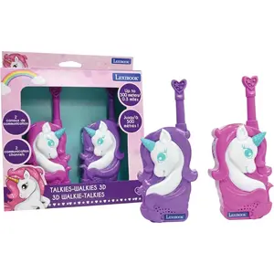 Lexibook, Unicorn, 3D Unicorn Walkie-Talkies, 550 Yards Range, 2 Communication Channels, Belt Clip, Pink/Purple, TW18UNI