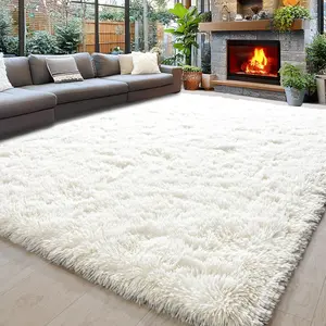 Soft Dyed Plush Fluffy Area Rug for Bedroom and Living Room, Cozy Floor Covering for Stylish Decor, Perfect for Modern Home Design