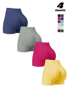 Women's Solid Color High Waist Gym Shorts, Breathable Comfortable Seamless Skinny Shorts, Ladies Sportswear for Indoor Outdoor Wear