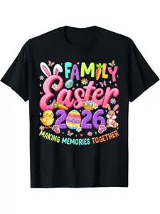 Family Easter 2026 Easter Crew Matching Outfit |   Women Men T-Shirt - Summer Casual Short Sleeve Tee, Crew Neck, Perfect For Daily Wear & Holiday Gifts, Birthday Party, Easter, Mother'S Day, Father'S Day Gifts Costumes For Mens