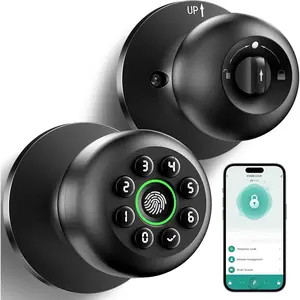Fingerprint Door Lock,  Fingerprint Door Knob with Keypad, Biometric Door Lock with App Control, Auto Lock Door Lock with Code, Keyless Door Knob with Lock for Bedroom, ,Office-Matte Black