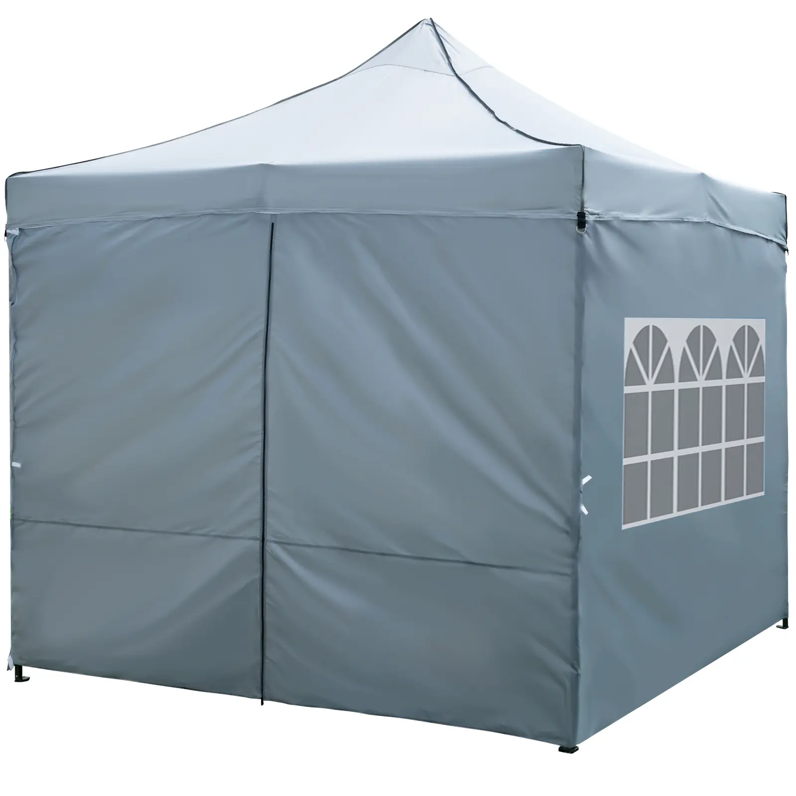 COSTWAY-10 x 10 FT Pop up Canopy Tent with 4 Removable Sidewalls and Wheeled Bag-Gray