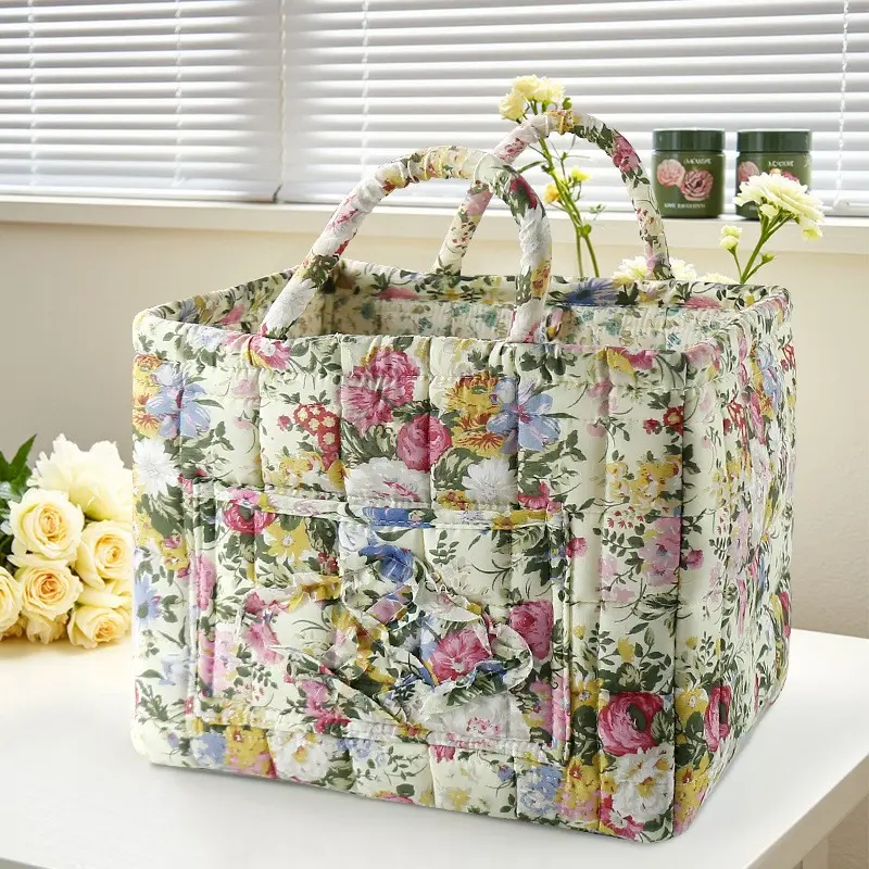 Home Fabric Storage Basket Korean Country Style Portable Underwear Organizer Box Storage Bin Portable Handmade Basket