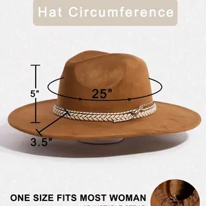 Cowboy Hat - Adjustable Fit, 25" Wide Brim, 5" Wide Crown, One Size Fits Most Unisex cattleman  hat fedora  hat fedora