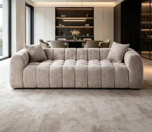 Marshmallow Cloud Compressed Boucle Sofa - 102.7" Oversized Living Room Sofa with 2 Cushions, Modern Soft Indoor Apartment Furniture