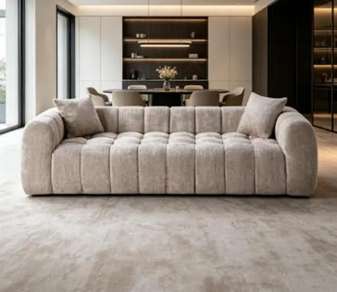 Marshmallow Cloud Compressed Boucle Sofa - 102.7" Oversized Living Room Sofa with 2 Cushions, Modern Soft Indoor Apartment Furniture