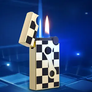 Mini Torch Lighter Refillable, Double Flame Butane Lighter with Visible Window, Candle Jet Lighter, Great Gifts for Men and Women (No fuel)