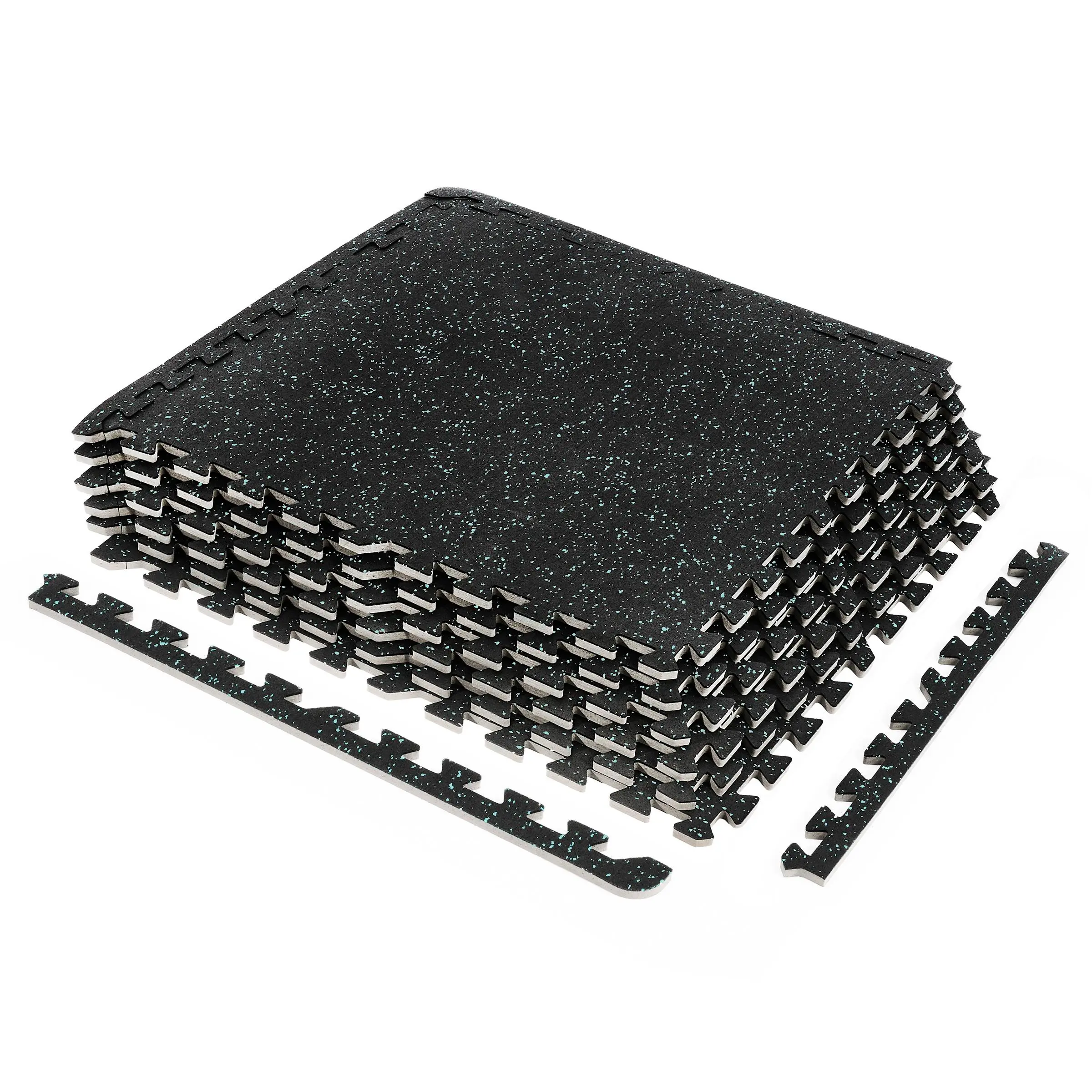 Sorbus 12-Pack Gym Flooring Tiles - 0.5 in Thick Rubber Top Surface, High-Density EVA Foam, Lightweight, 12 Border Edges for Workout, Kids' Fitness, Heavy Exercise Equipment