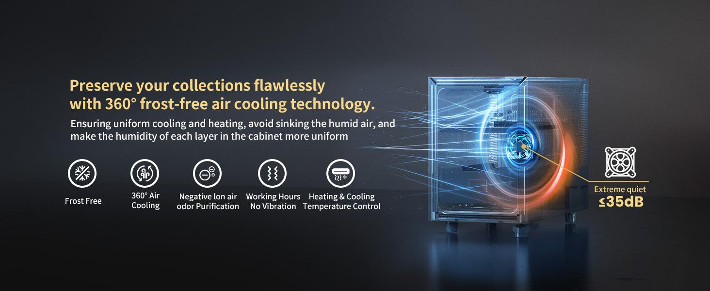 Humidor Electric 8L for Cigar with Heating & Cooling Control, Quiet Thermostatic Electric Cooler Cabinet for 80 Counts with Spanish Cedar Wood Shelves & Drawer with Hygrometer, Gift for Men