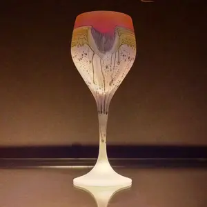Mystic Land Dracula's Bite Cordial Large Cup Stemware Hawaiian Tan #9D5616 6.75 Inches Tall 6 oz Capacity Customized Ancient Luster Painting Glass Drinkware German Cut Crystal Glass